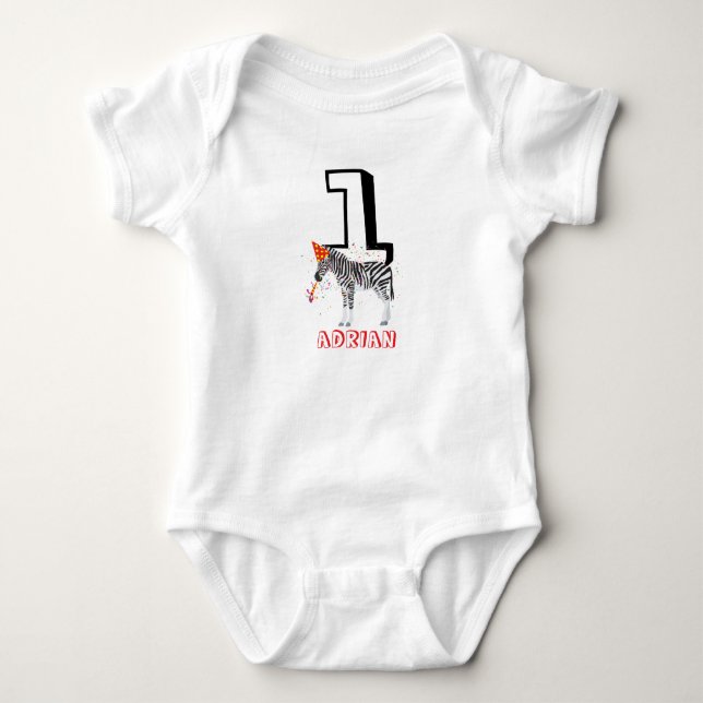 Sebrafest - Djur Födelsedagsfest Bebis Ålder T Shirt (Framsida)