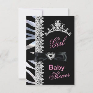 Sebragirl Baby Shower Prinsessa Tiara Inbjudningar