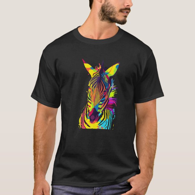Sebrahuvud Färgrik Popkonst T Shirt (Framsida)