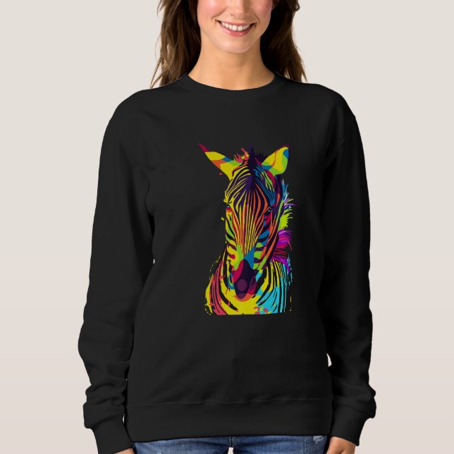 Sebrahuvud Färgrik Popkonst T Shirt (Framsida)