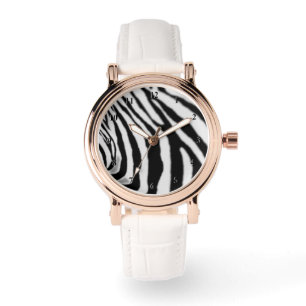 Sebraklocka Svart och Vit Rand Modern Design Armbandsur