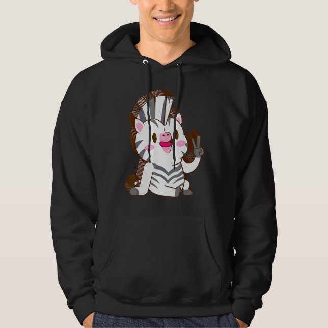 Sebramånglager Fred Avslappnad Söt Estetisk Hoodie (Framsida)