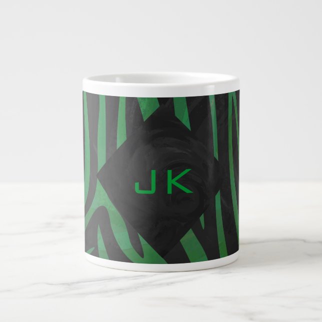 Sebramönster Svart och Grön Print Jumbo Mugg (Framsidan)