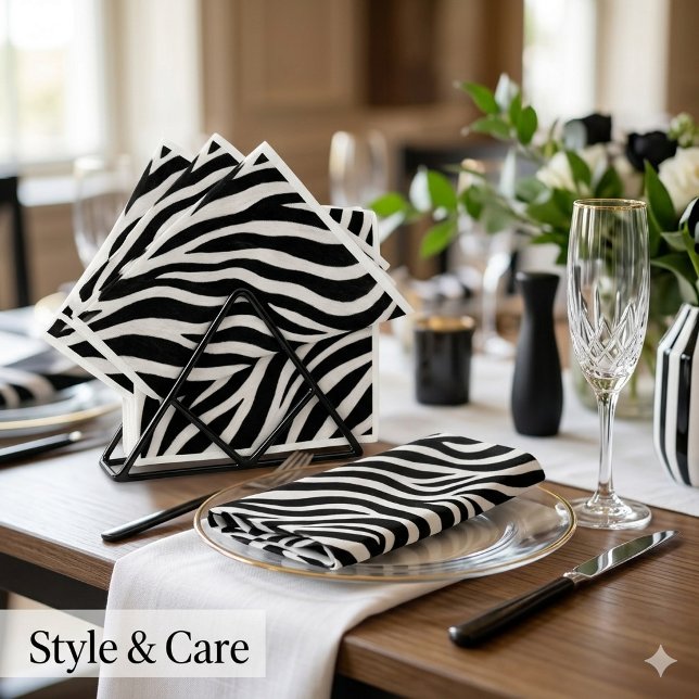 Sebramönstrade pappersservetter Stilfullt partidek (Zebra Pattern Paper Napkins Stylish Party Decor)