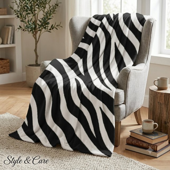 Sebramönstrat mysigt vardagsrum fleecefilt (Zebra Pattern Stylish Cozy Living Room Fleece Blanket)