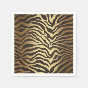 Sebraprint Djurhud Elegant Modern Glamour Guld Pappersservett
