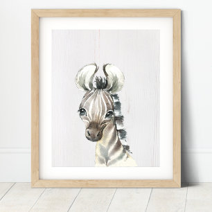 Sebrasafari Djungel Barn Konsttryck Poster