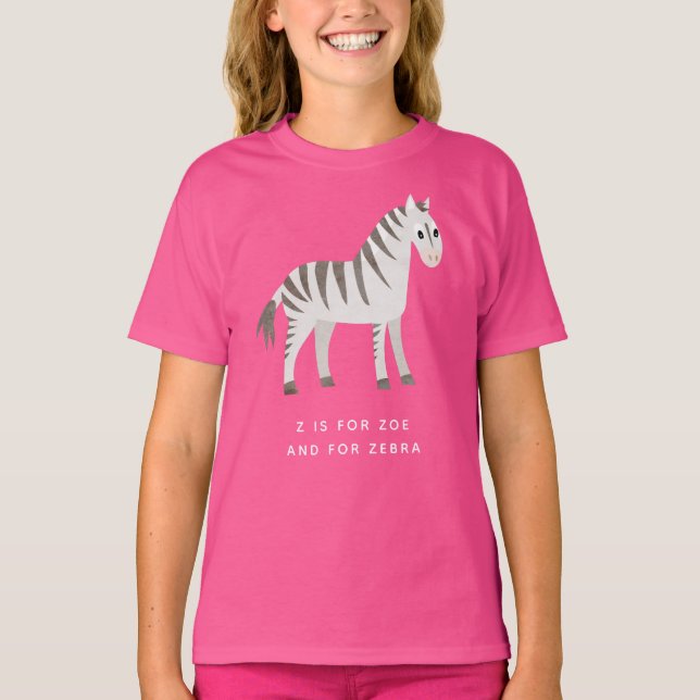 Sebraskjorta för liten flicka med beställnings- t shirt (Framsida)