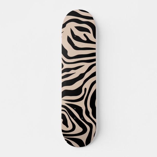 Sebrastreck Krem Beige Svart Vild Djur Mini Skateboard Bräda 18,5 Cm (Framsida)