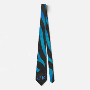 Sebrasvart och blått med monogramen slips