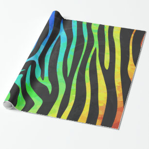Sebrasvart och regnbågetryck presentpapper