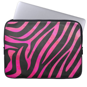 Sebrasvart och shock rosatryck laptop sleeve