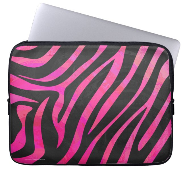 Sebrasvart och shock rosatryck laptop sleeve (Framsidan)
