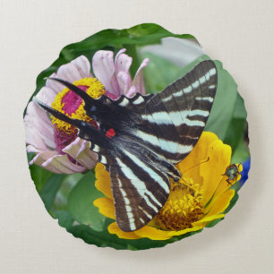 SebraSwallowtail fjäril Rund Kudde