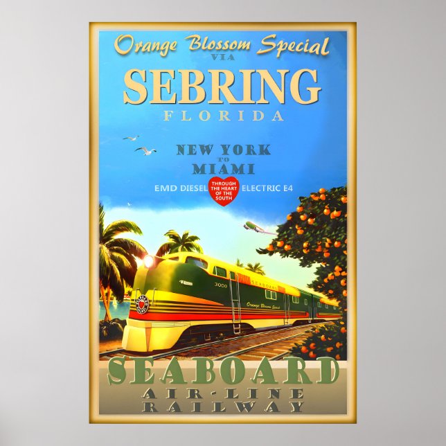 Sebring Florida Orange Blossom Special Train Konst Poster (Framsidan)