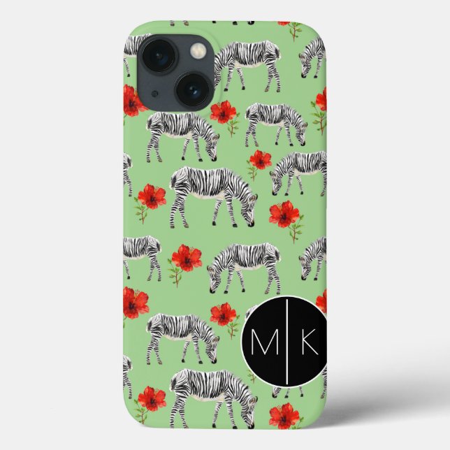 Sebror bland hibiskusblommor | Monogram (Baksida)