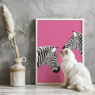 Sebror på Rosa Elegant Djur Konsttryck Poster