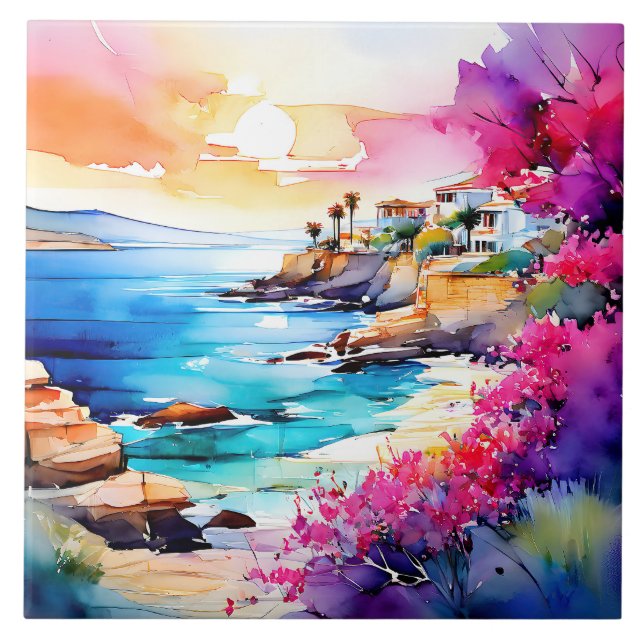 "Secluded Beach" Kakelplatta (Framsidan)