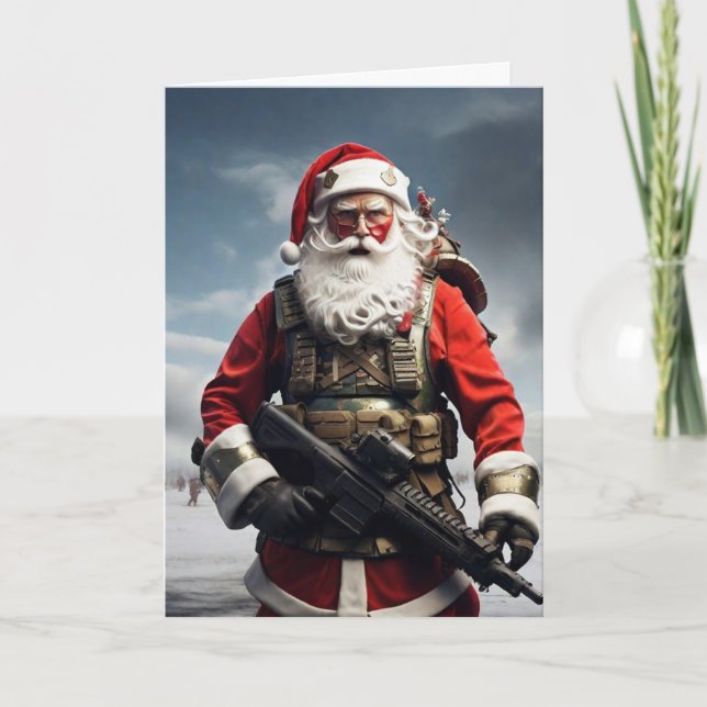Second Amendment Santa Christmas Card Patriotic  Kort (Framsida)