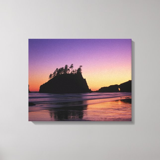 Second Beach i skymningen, Olympic NP, WA, USA Canvastryck (Framsida)