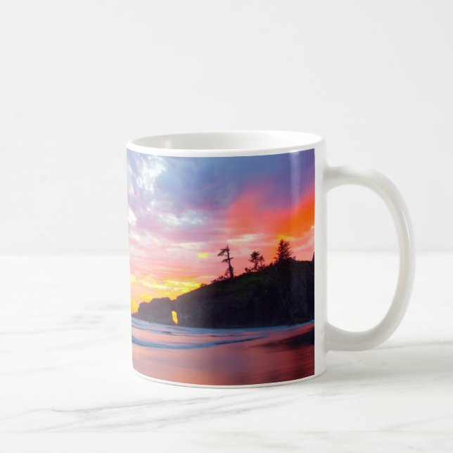 Second Beach vid solnedgång, Washington Kaffemugg (Höger)