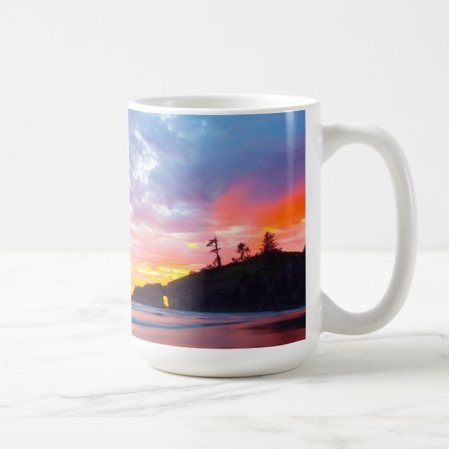 Second Beach vid solnedgång, Washington Kaffemugg (Höger)