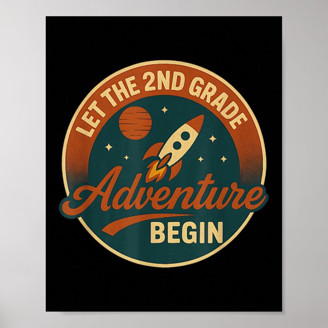 Second Grade Adventure Rocket Kids Or Teacher Back Poster (Framsidan)