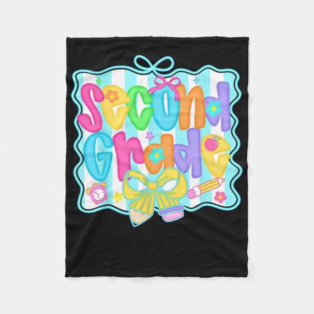 Second Grade Back To School 2nd Grade Coquette Tea Fleecefilt (Framsidan)