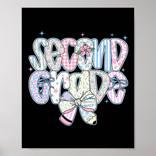 Second Grade Back To School Coquette Preppy Pencil Poster (Framsidan)