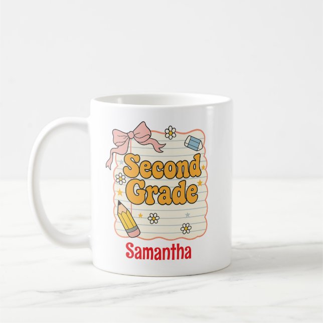 Second Grade – Cute Back to School Supplies Kaffemugg (Vänster)