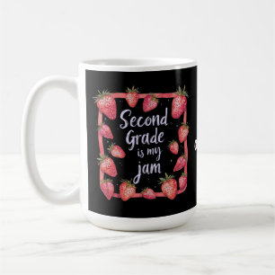 Second Grade is My Jam Jordgubbs Rolig Lärare Kaffemugg
