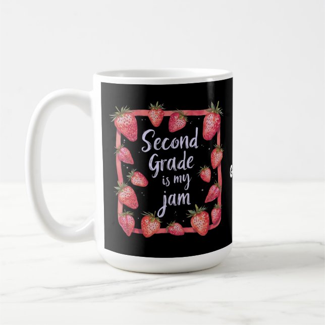 Second Grade is My Jam Jordgubbs Rolig Lärare Kaffemugg (Vänster)