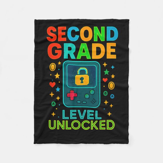 Second Grade Level Upplåst Gamer Ck Till Skolan Ko Fleecefilt (Framsidan)