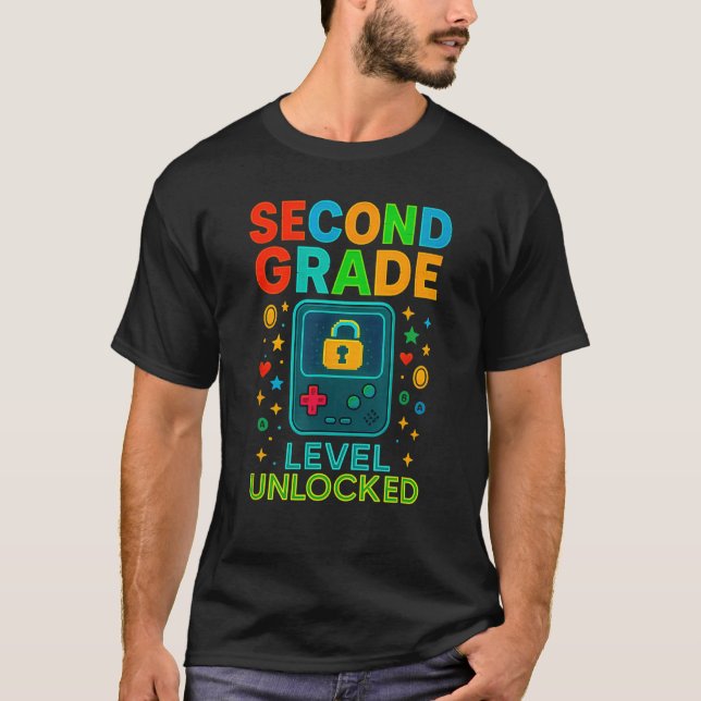 Second Grade Level Upplåst Gamer Ck Till Skolan Ko T Shirt (Framsida)