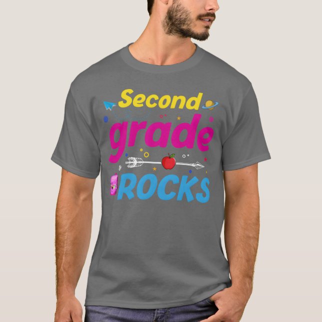 Second Grade Rocks Backo School 2nd Graders funny T Shirt (Framsida)