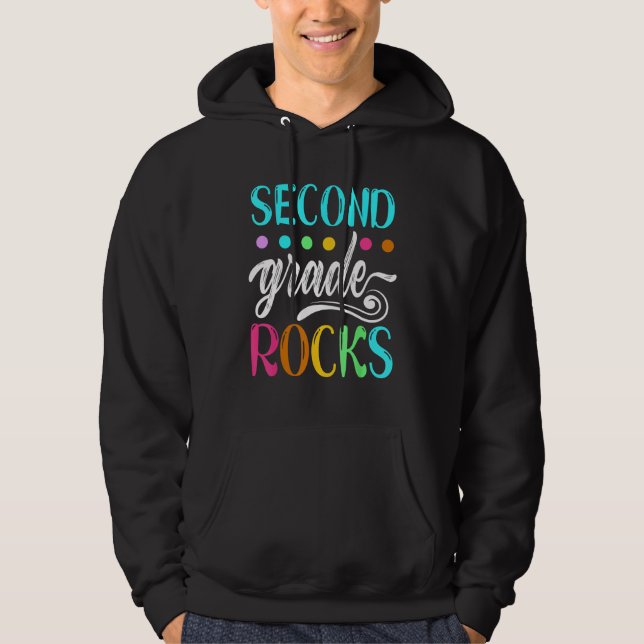 Second Grade Rocks Shirt Team 2nd Grade Teacher Ki Hoodie (Framsida)