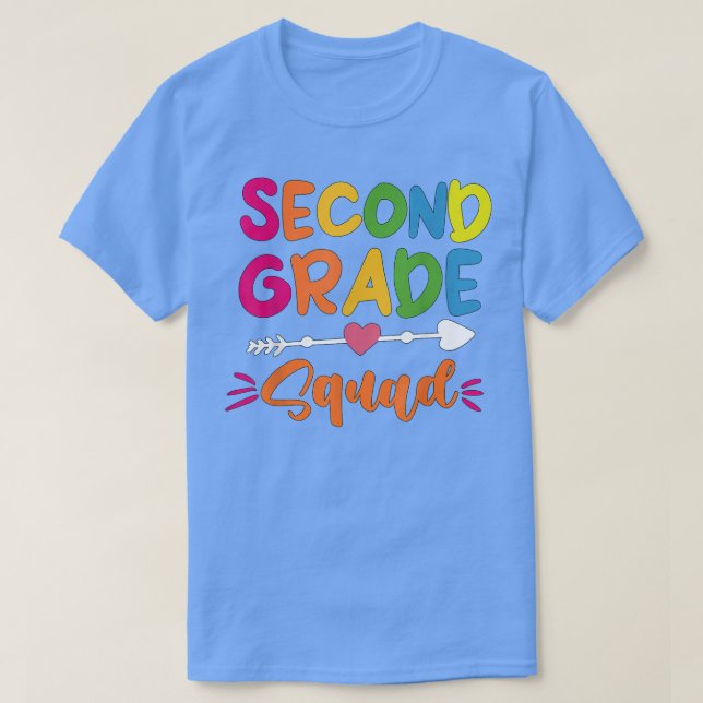 Second Grade Squad 2nd Grade Teacher Student Back  T Shirt (Design framsida)