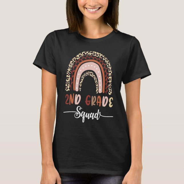 Second Grade Squad Lärare Barn Leopard Regnbåge 2n T Shirt (Framsida)