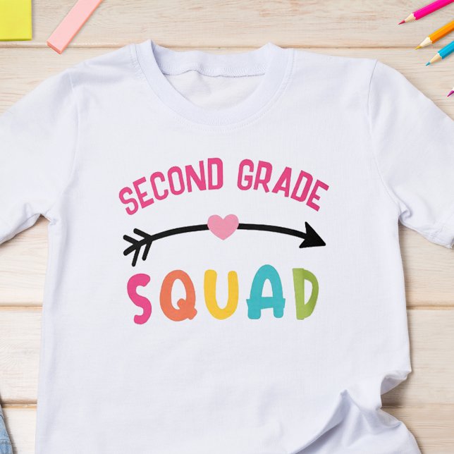 Second Grade Squad Skola T Shirt (Start the school year off with some fun with this cute back to school t-shirt.)