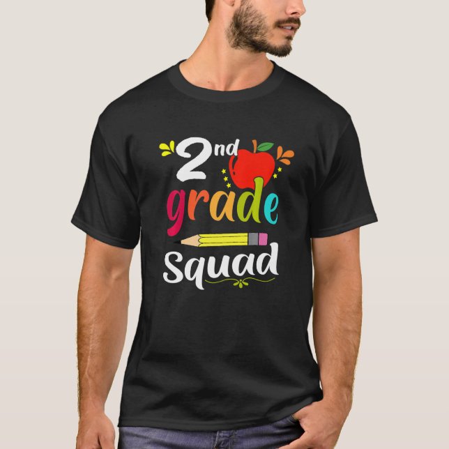 Second Grade Squad  Tillbaka till skolan 2:a klass T Shirt (Framsida)