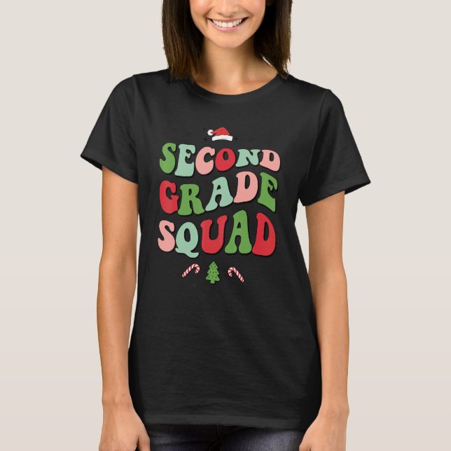 Second Grade Squad Xmas Groovy Family Christmas Pa T Shirt (Framsida)