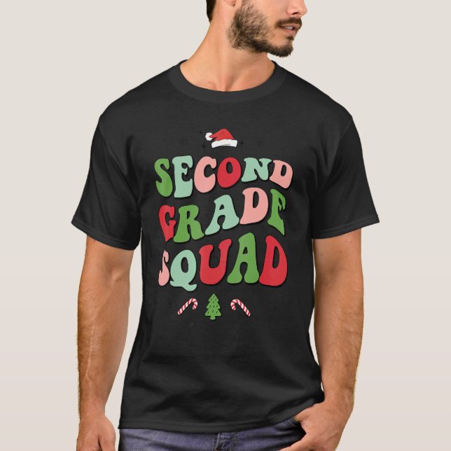 Second Grade Squad Xmas Groovy Family Christmas Pa T Shirt (Framsida)