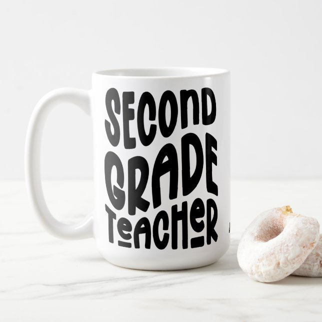 Second Grade Teacher Black Typography Design Kaffemugg (Med munk)