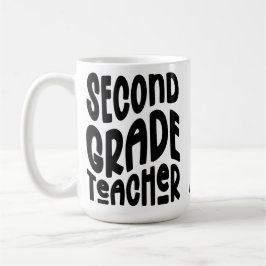 Second Grade Teacher Black Typography Design Kaffemugg