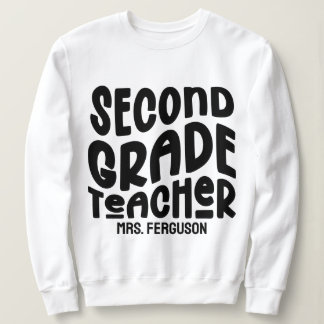 Second Grade Teacher Black Typography T Shirt