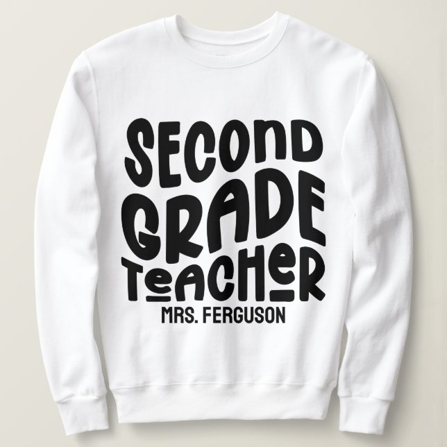 Second Grade Teacher Black Typography T Shirt (Design framsida)