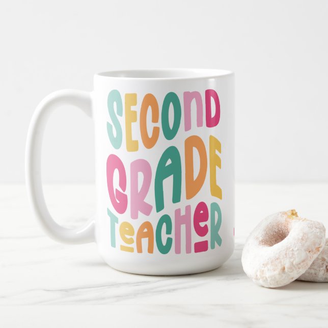 Second Grade Teacher Colorful Typography Design Kaffemugg (Med munk)