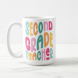 Second Grade Teacher Colorful Typography Design Kaffemugg