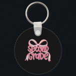 Second Grade Teacher Girly Pink Coquette Bow Back  Nyckelring<br><div class="desc">Second Grade Teacher Girly Pink Coquette Bow Back To School</div>