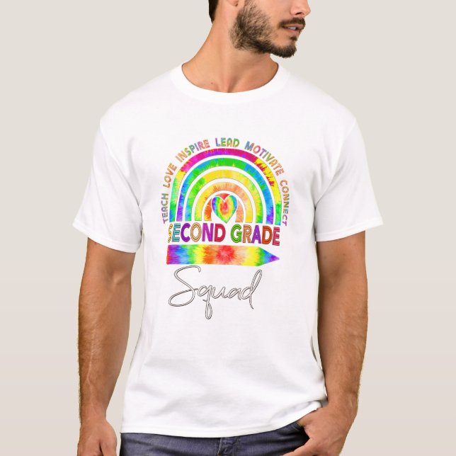 Second Grade Teacher Tie Dye Rainbo T Shirt (Framsida)